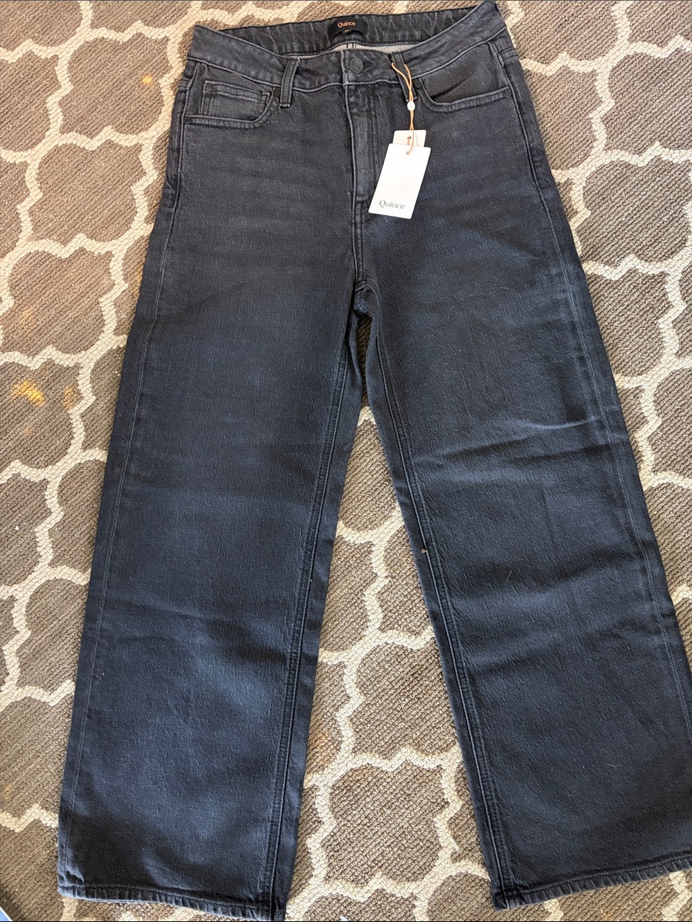 Quince Bella Stretch Relaxed Straight Jeans in Faded Black